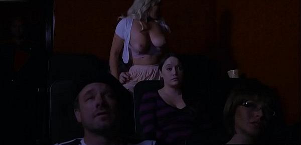  Teen fucks boyfriend in the cinema with her stepmom there